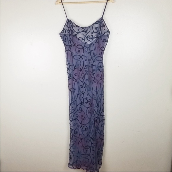 VINTAGE VICTORIA’S SECRET Ombré Y2K Mesh See Through Slip Dress Lingerie Velvet - Picture 3 of 13